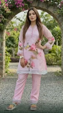 Pink hand-painted rose co-ord set