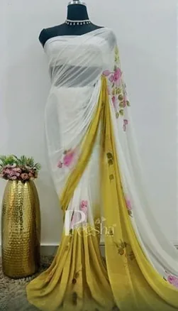 Floral hand-painted saree